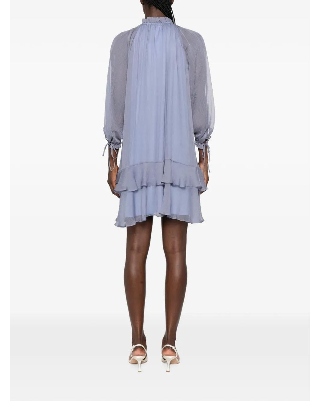 iBlues Blue Ruffled Tiered Mini Dress