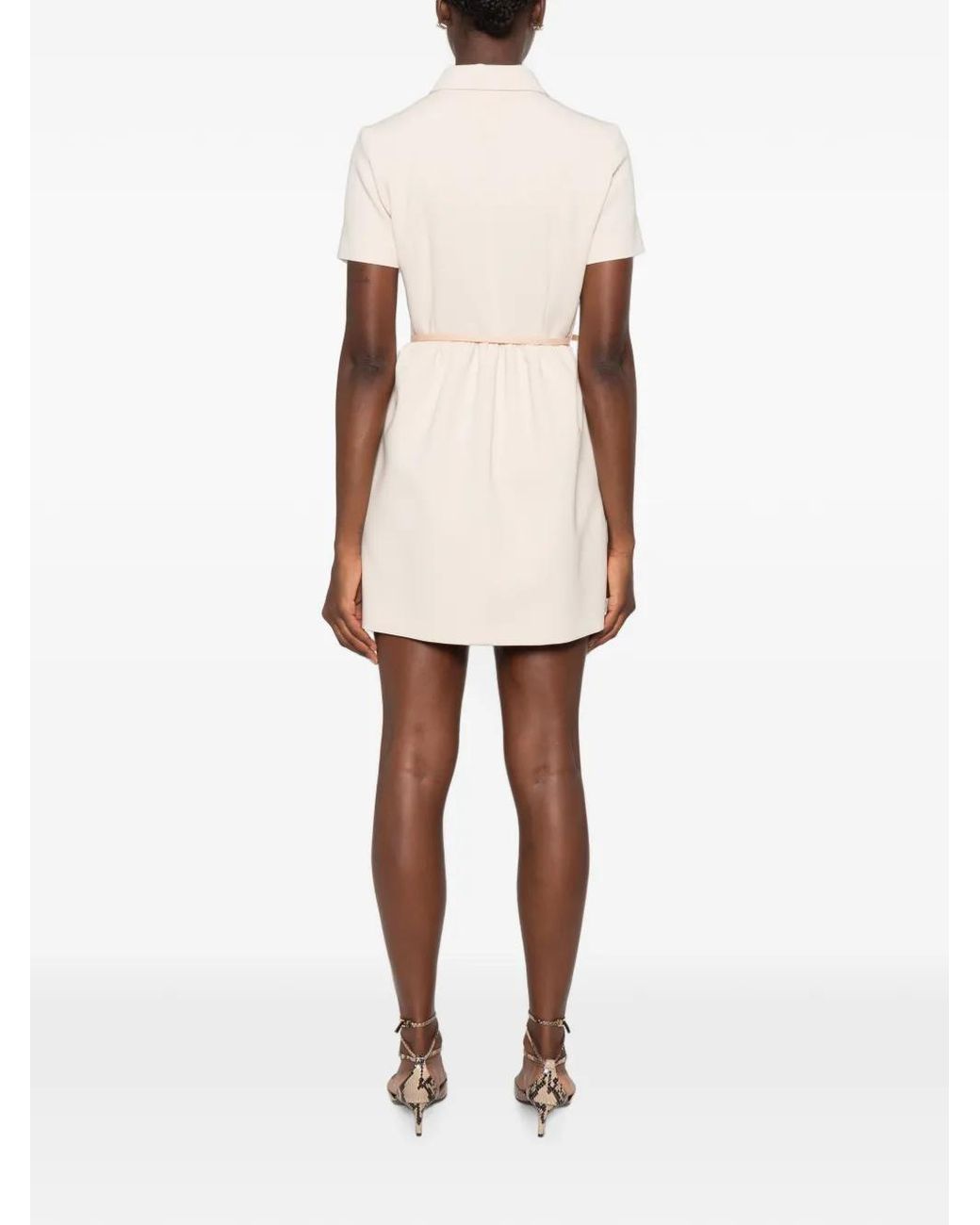 Max Mara White Belted Button-Front Mini Dress