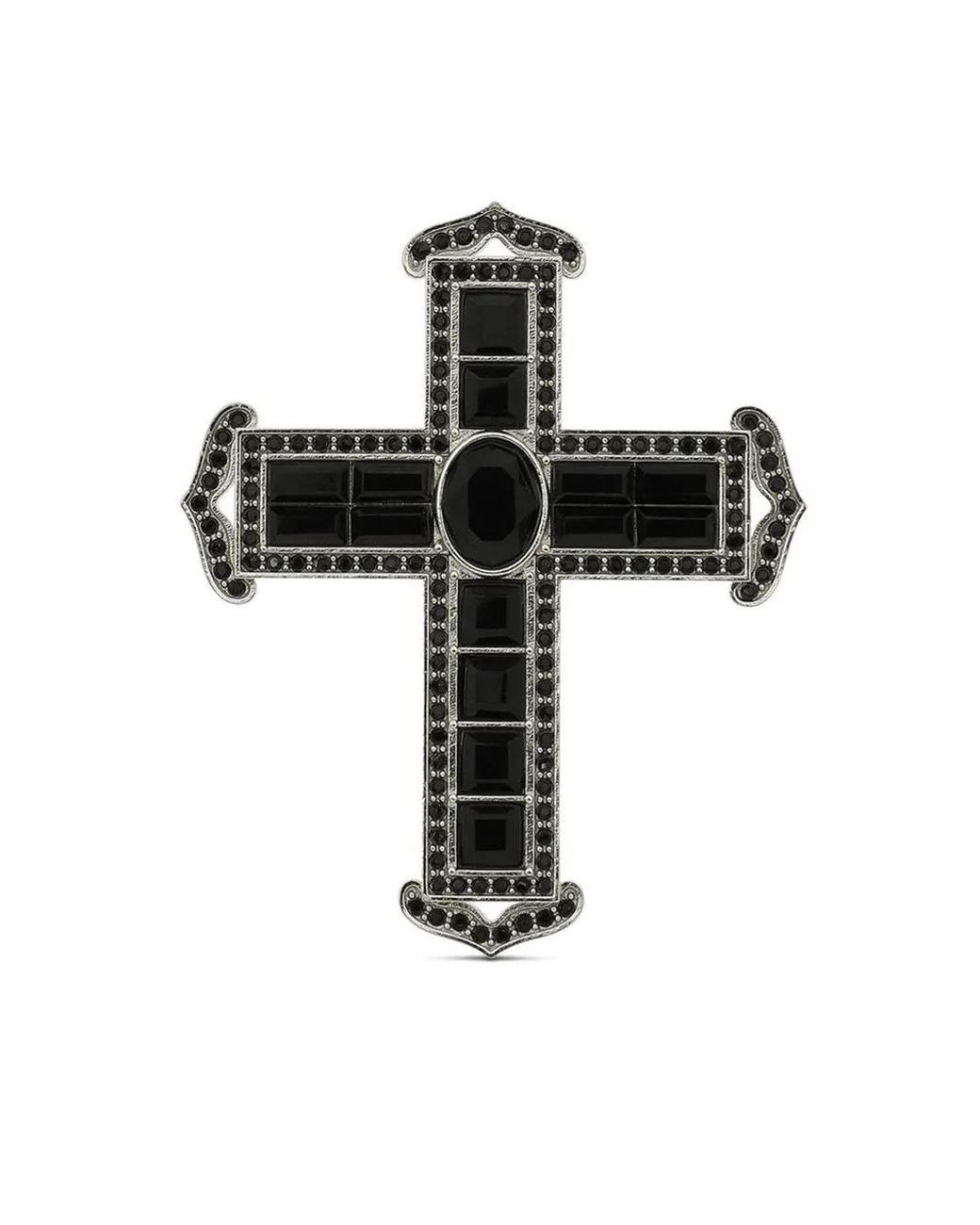 Dolce & Gabbana Metallic Cross Ring With Rhinestones