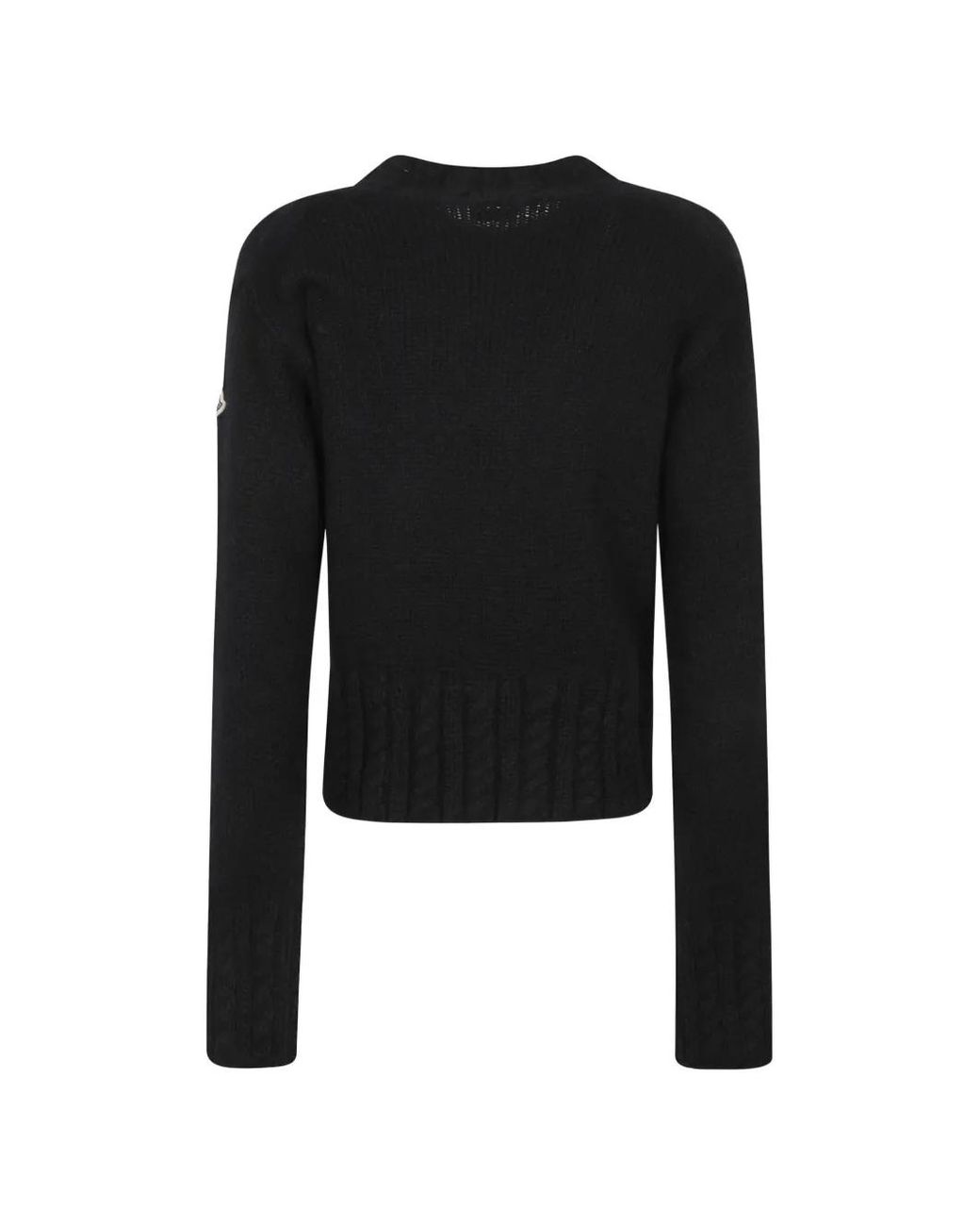Moncler Black Cable-Knit Logo-Patch Sweater