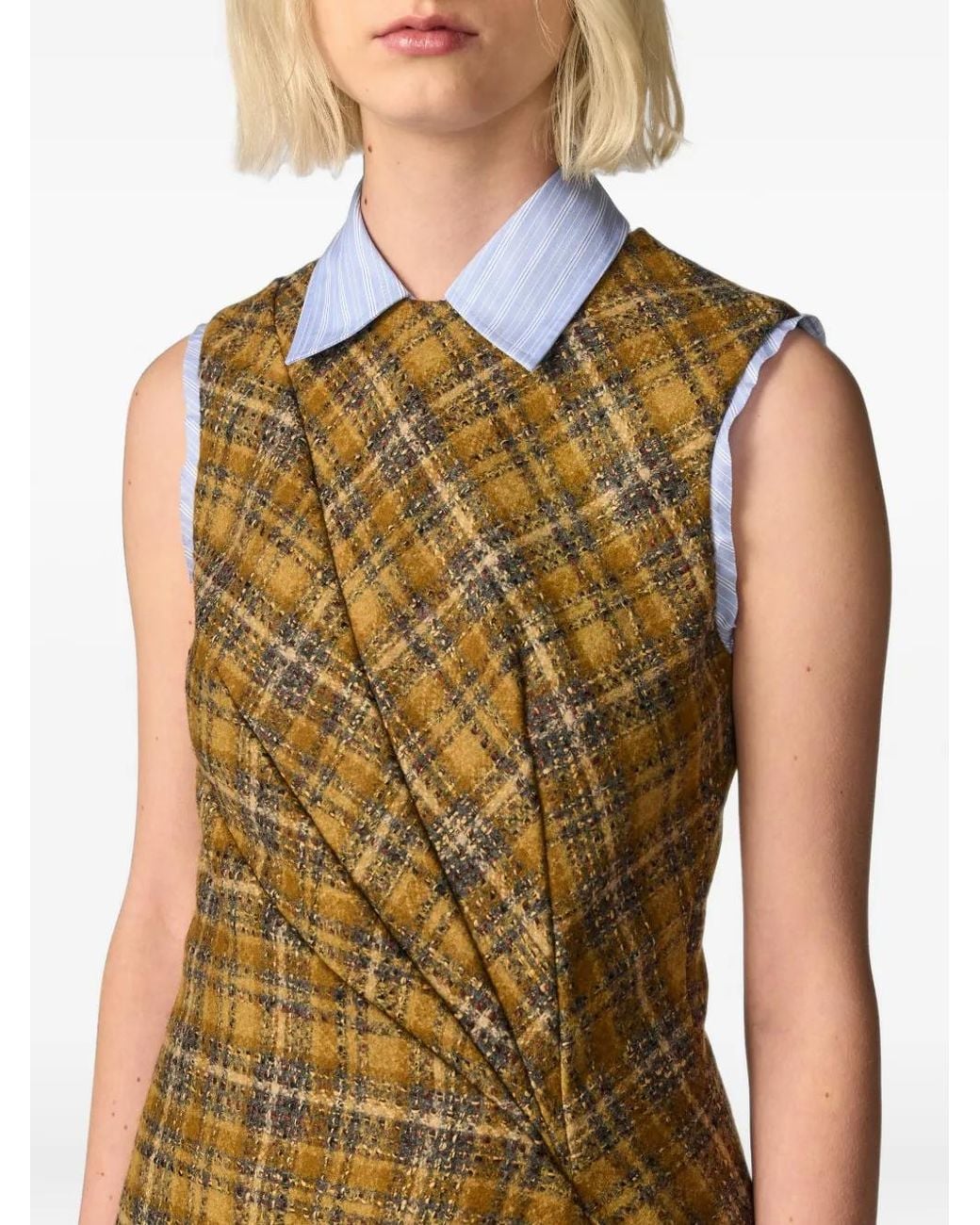 Monse Natural Draped Tweed Mini Dress