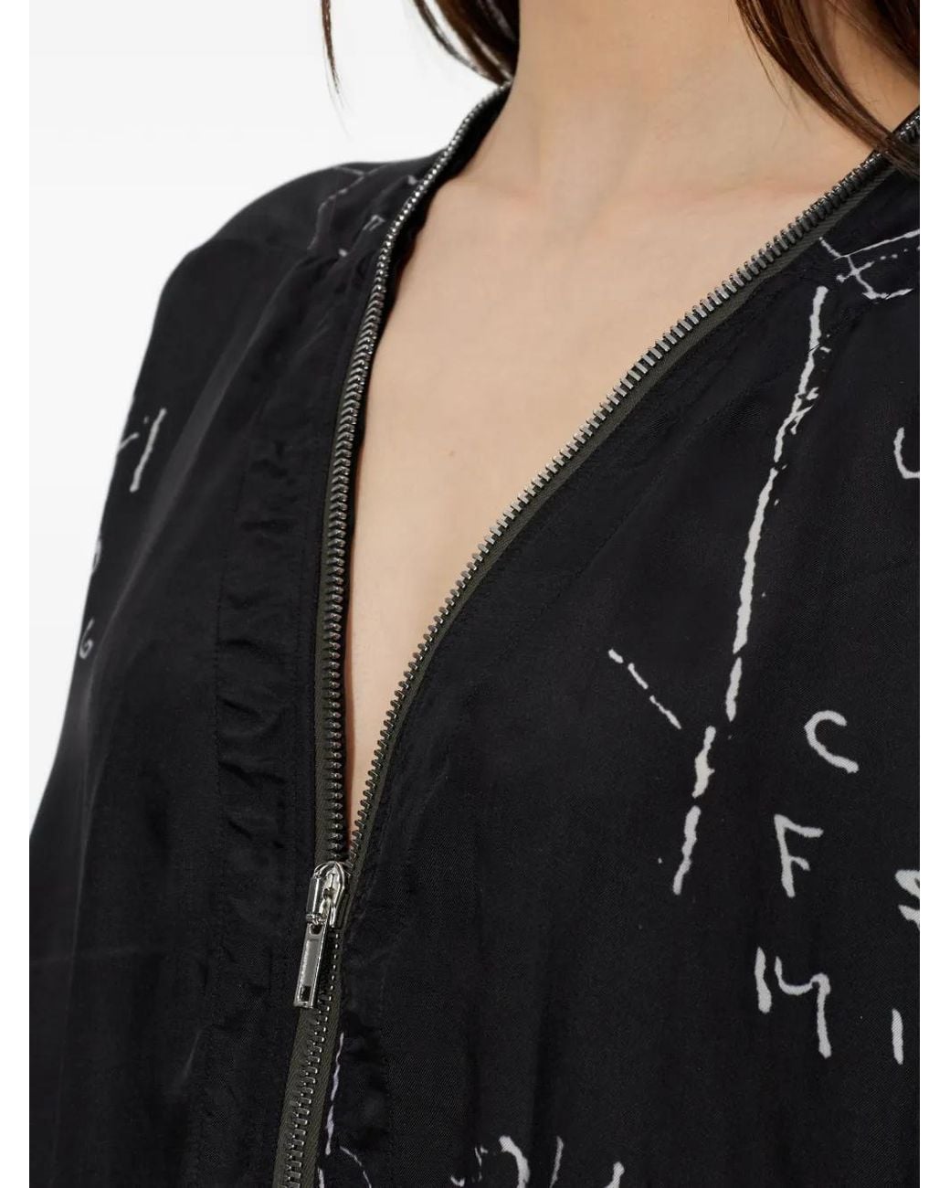 Rick Owens Black Zip Printed Jacket