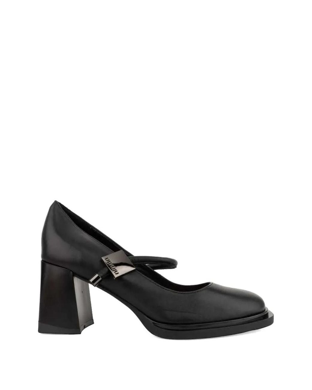 Linda Baumann Black Logo-Plaque Block-Heel Pumps