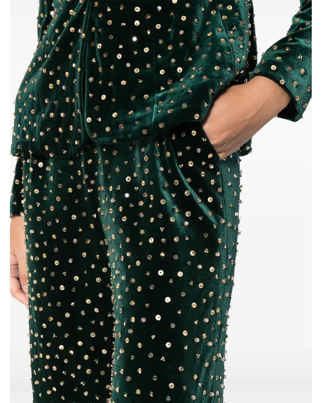 Saiid Kobeisy Black Beaded Tailored Trousers