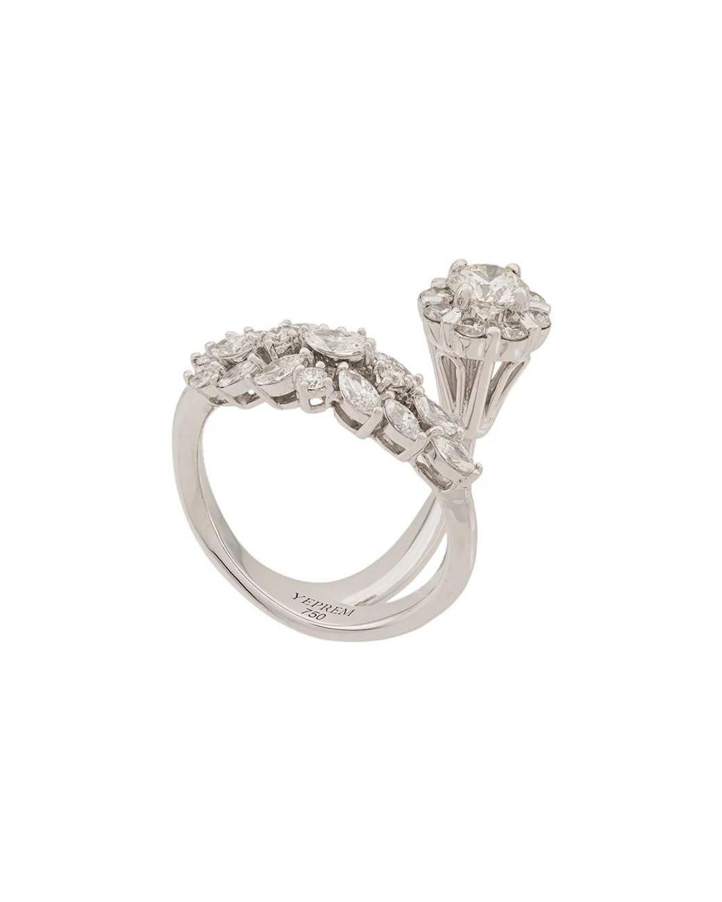 YEPREM White 18Kt Diamond Cluster Ring
