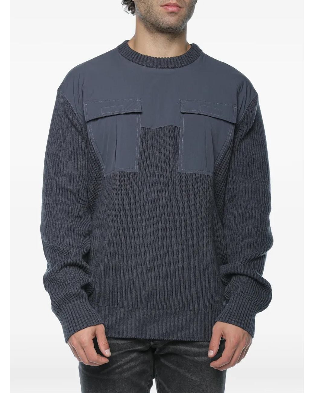 G-Star Blue Woven-Mix Panelled Sweater for men