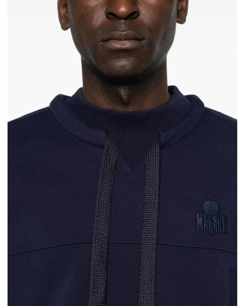 Isabel Marant Blue Logo-Embroidered Drawstring Sweater for men