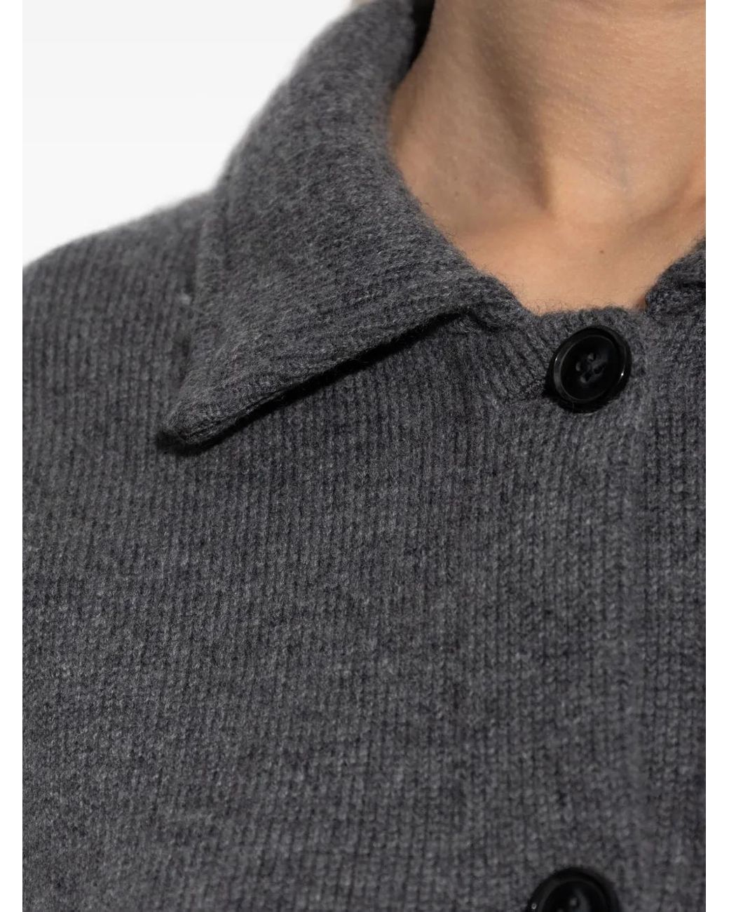 Lisa Yang Black Buttoned Ribbed Cardigan
