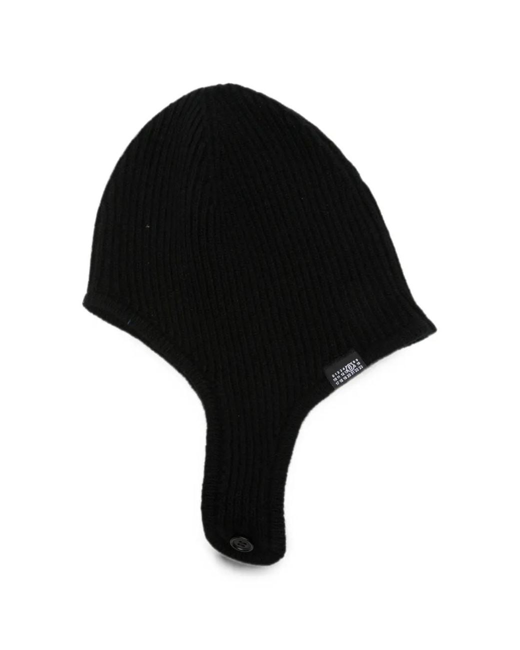 MM6 by Maison Margiela Black Ribbed-Knit Ear-Flap Hat