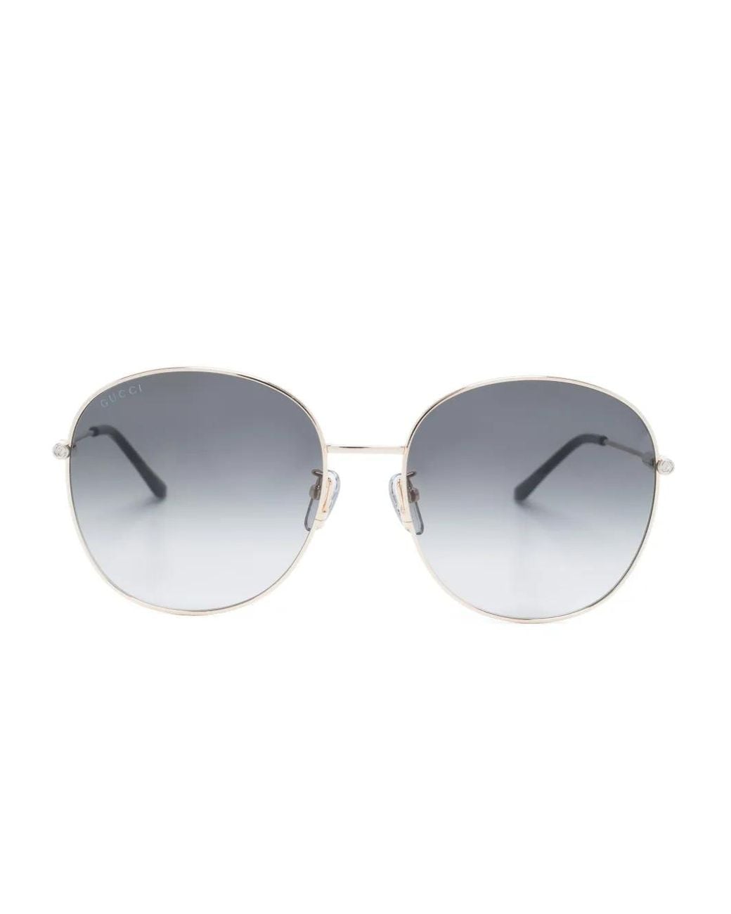 Gucci Blue Round-Frame Metal Sunglasses