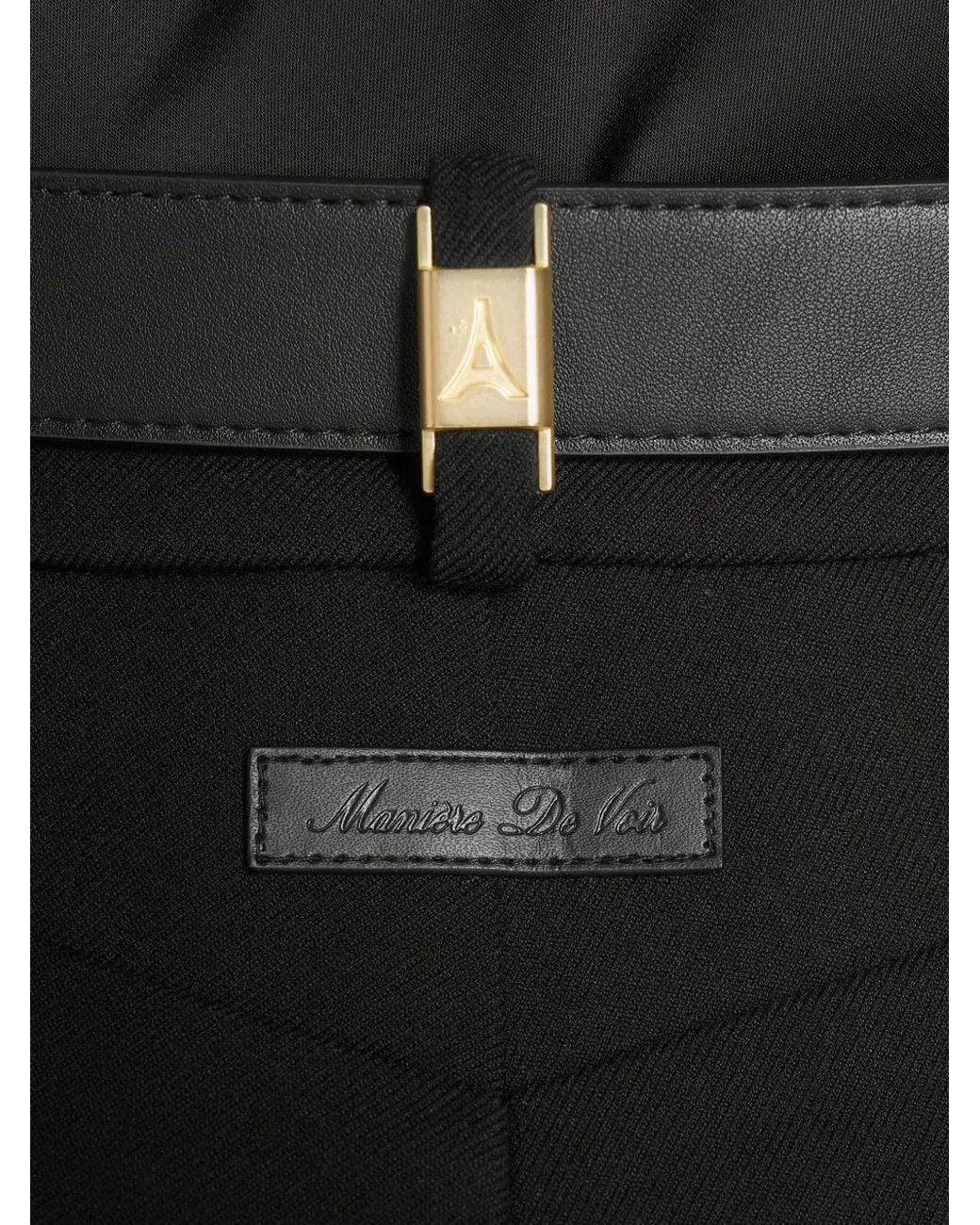 Manière De Voir Black Jodie Belted Box-Pleat Trousers