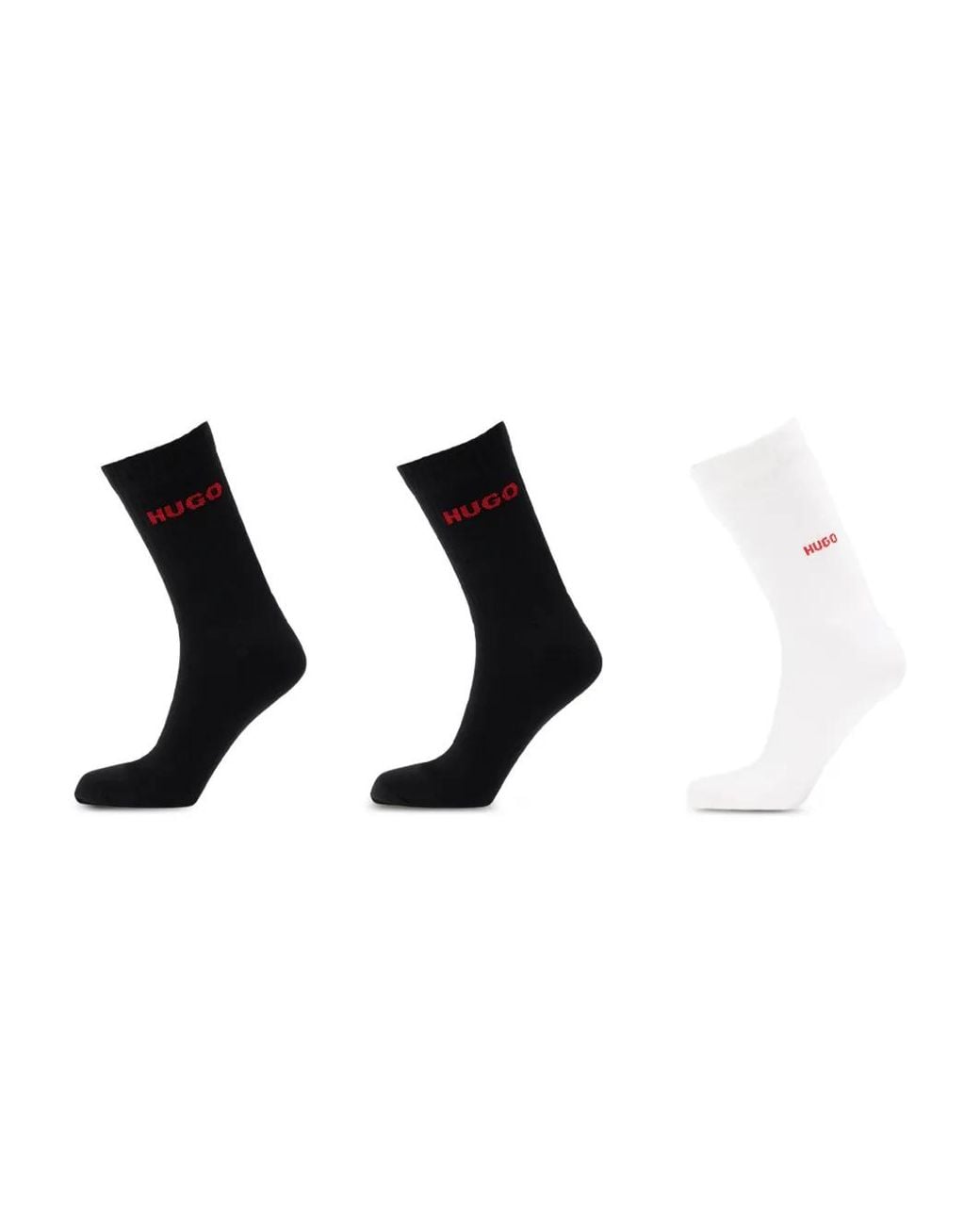 HUGO Black Logo-Knit Socks (Pack Of Three) for men