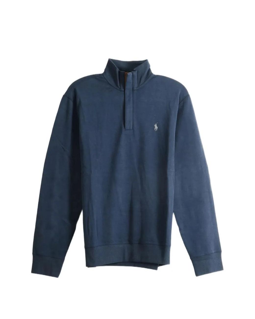 Polo Ralph Lauren Blue Logo-Embroidered Quarter-Zip Sweater for men
