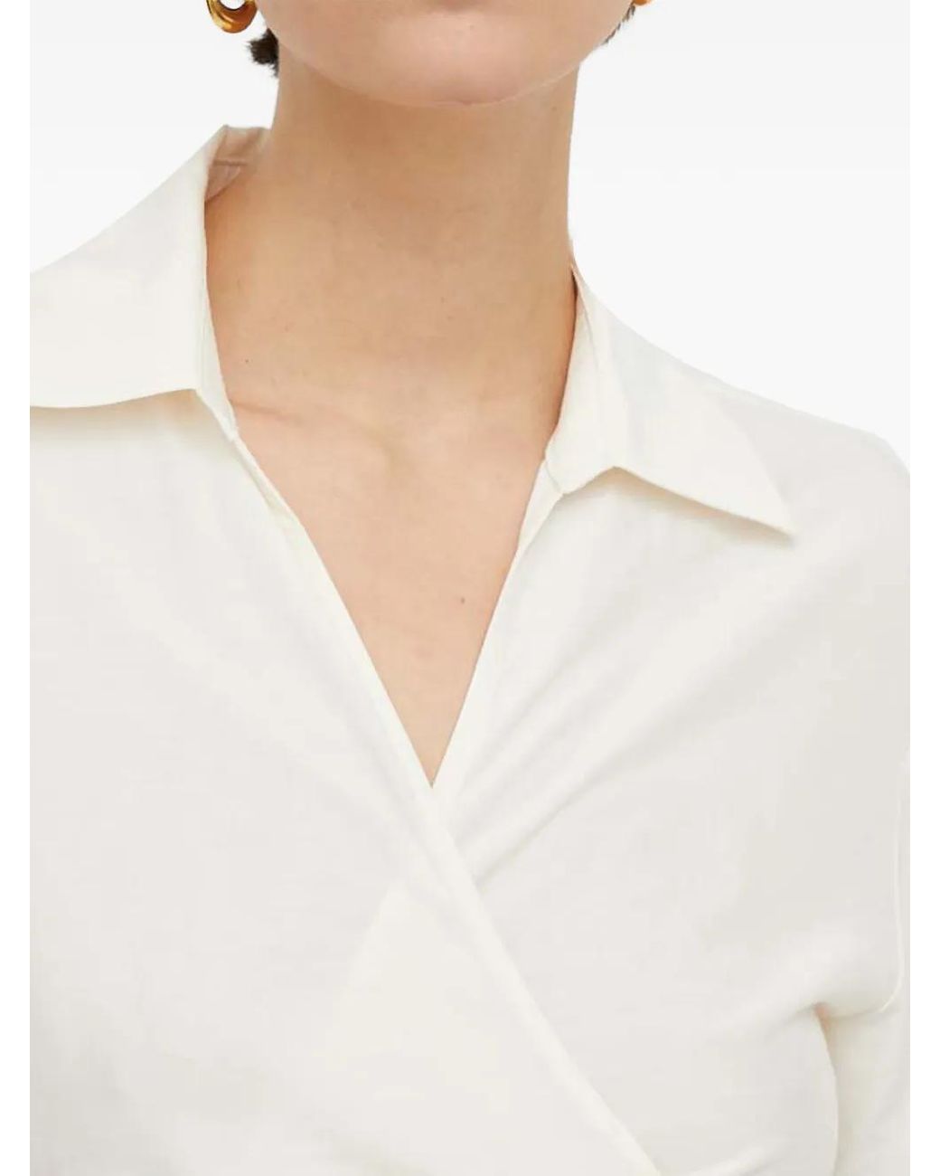 Sisley White Blouse À Design Cache-Cœur