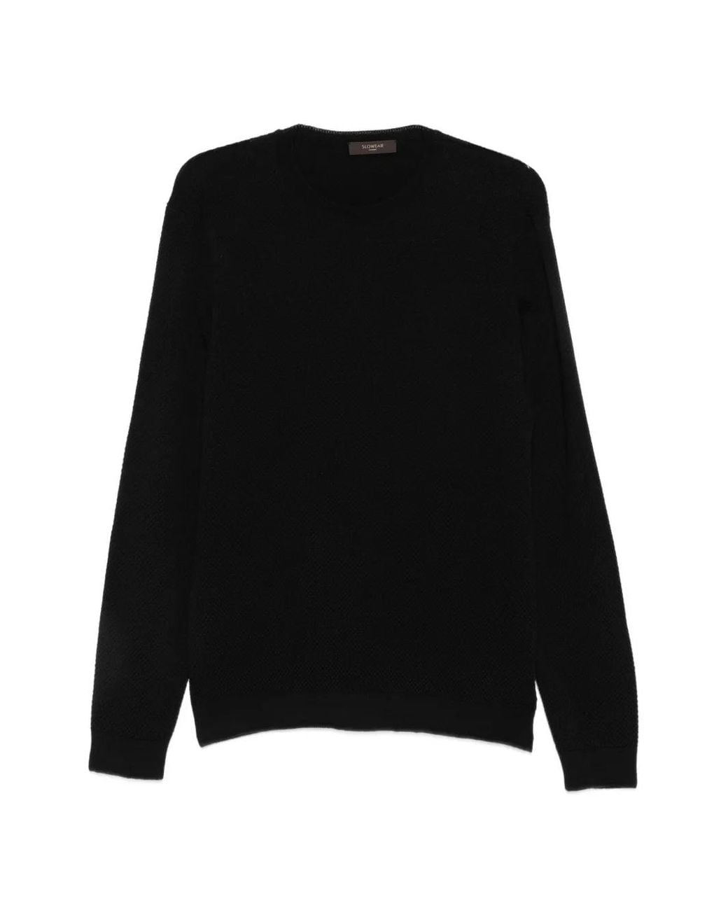 Slowear Black Waffle-Knit Long-Sleeve Sweater for men