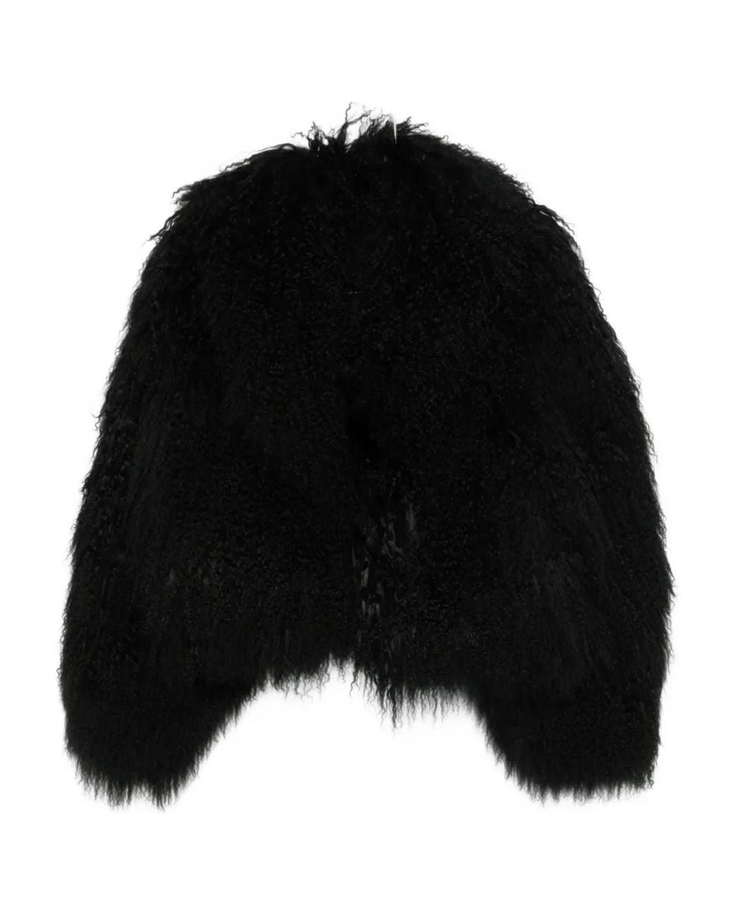 Blancha Black Textured Faux-Fur Coat