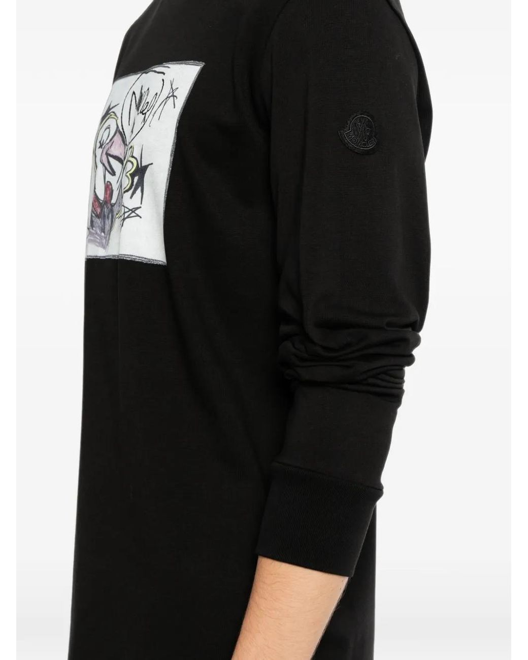 Moncler Black Graphic-Print T-Shirt for men