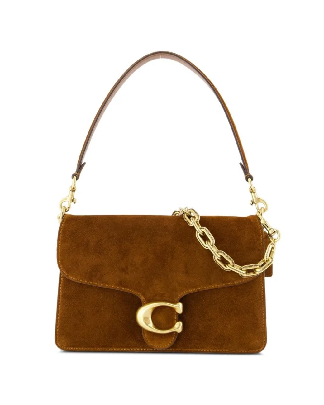 COACH Brown Tabby Chain Suede Leather Shoulder Bag