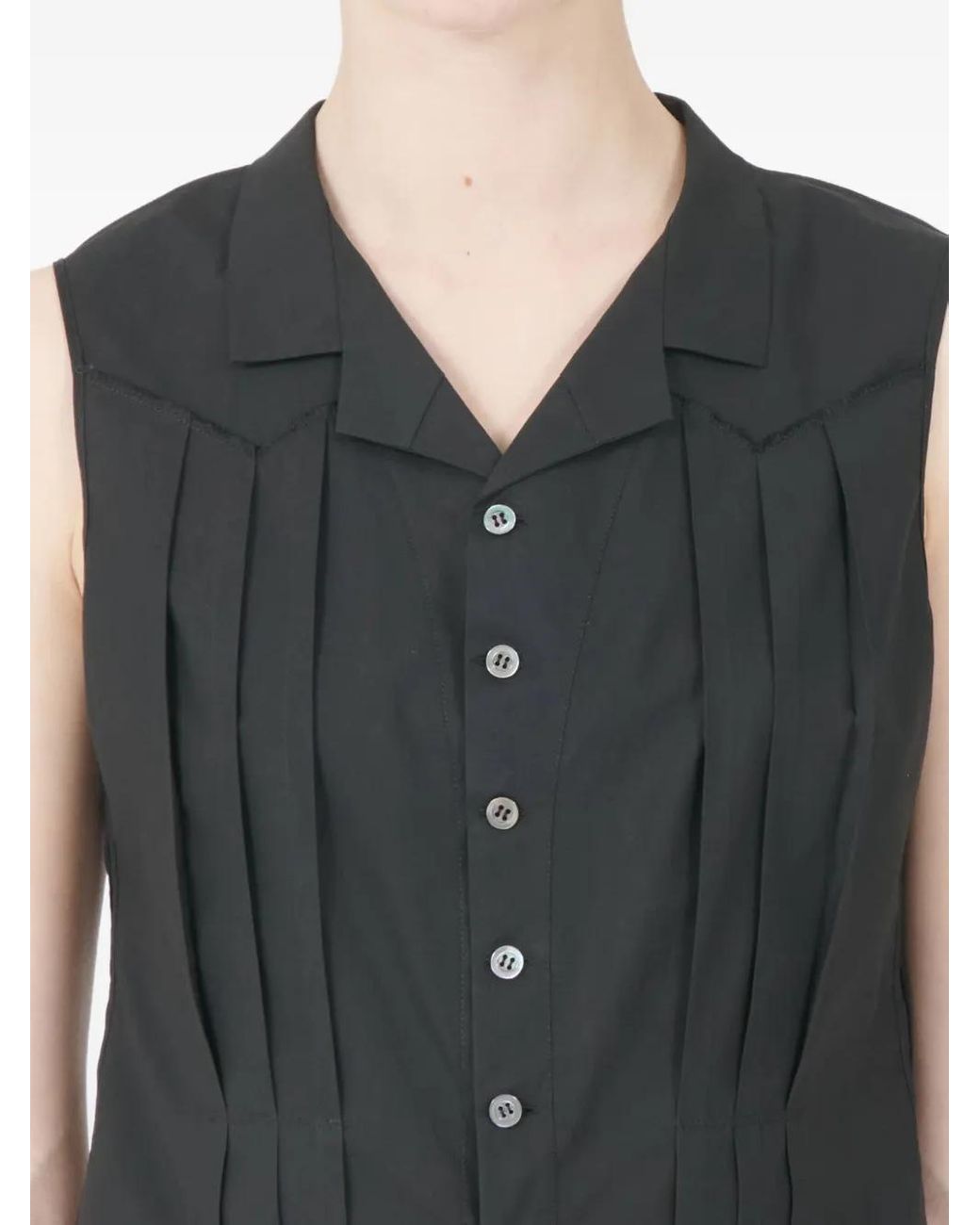 Maison Margiela Black Pleated Button-Up Vest