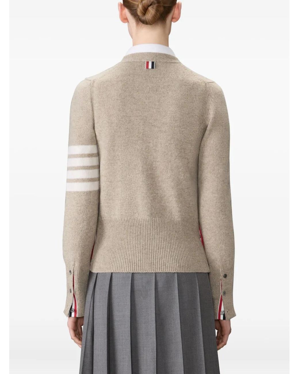 Thom Browne Gray Jersey Stitch Shetland Wool 4-Bar Cardigan
