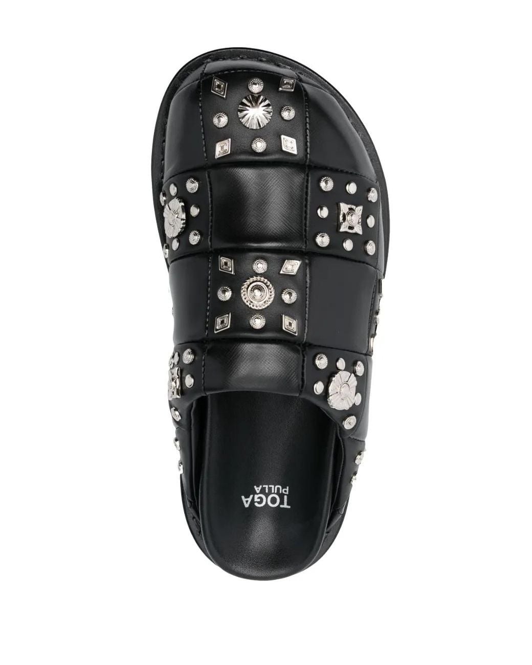 Toga Black Stud-Embellished Leather Clogs