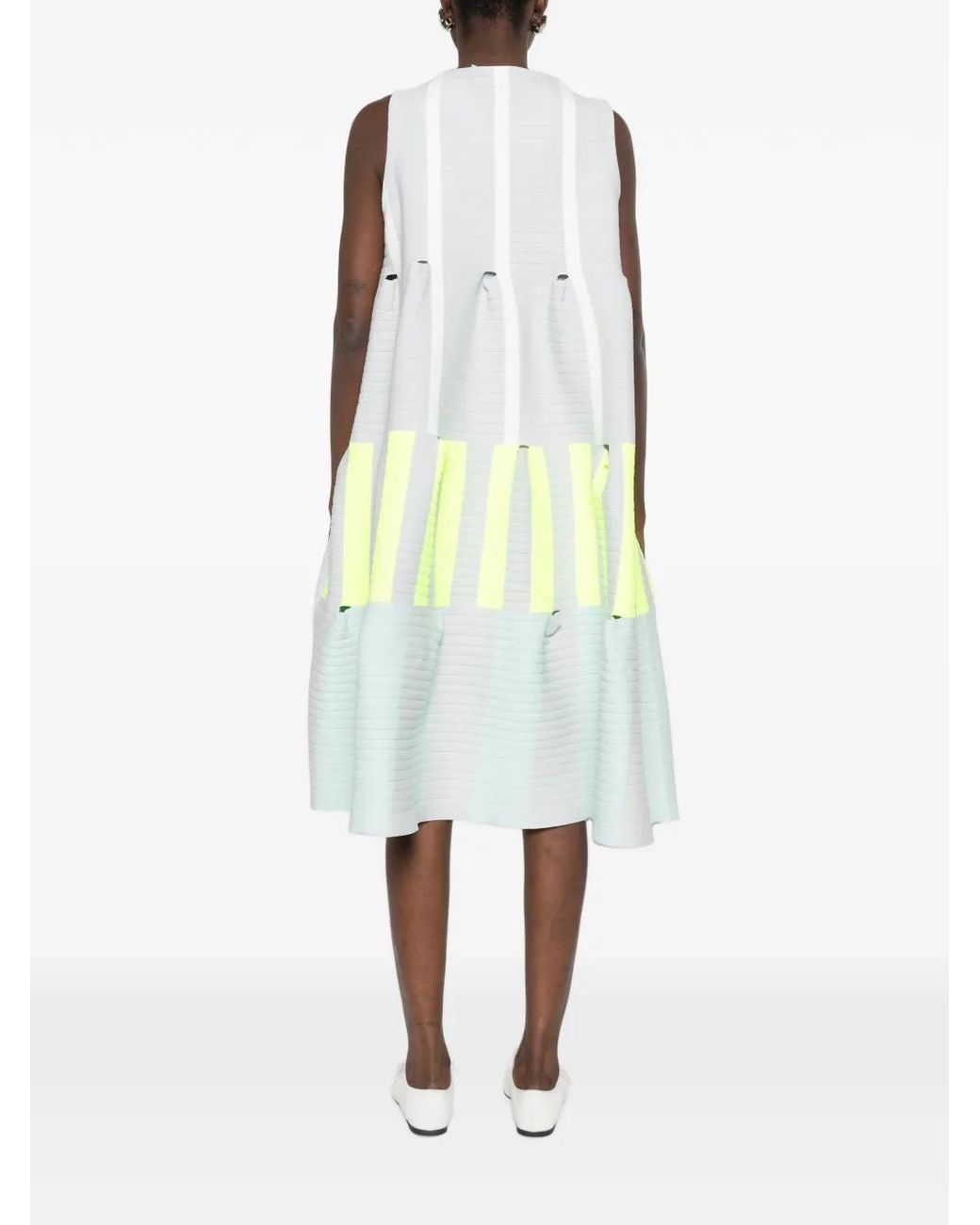 CFCL White Striped Pleated Dress