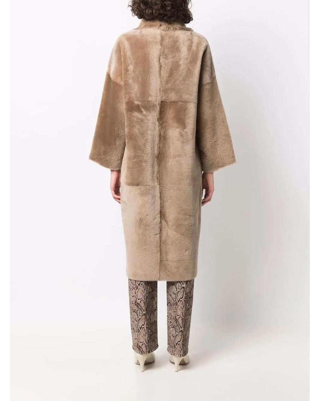 Liska Natural Reversible Single-Breasted Shearling Coat