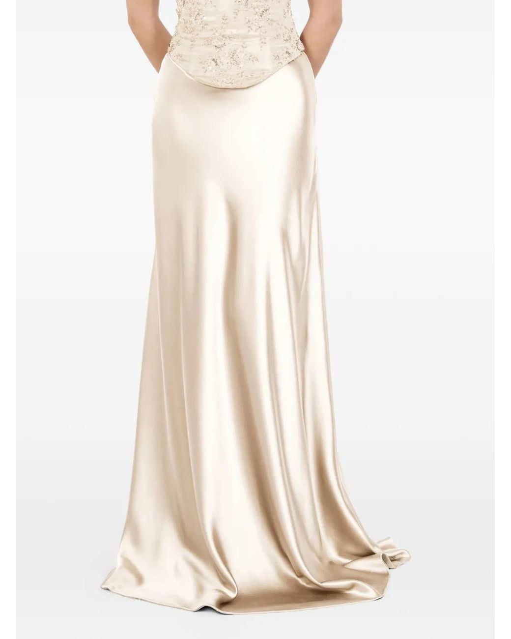 ALEXIA & ANTONIA White Bias-Cut Maxi Skirt