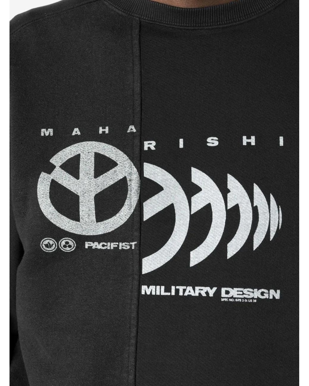 Maharishi Black Maha Logo-Print Panelled Sweater for men