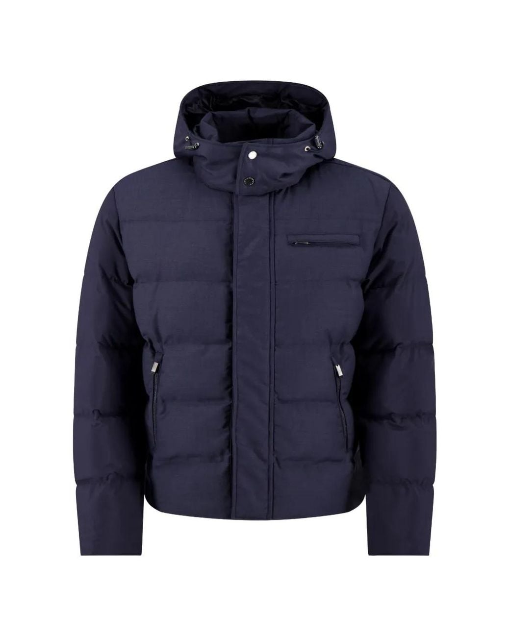 Paul & Shark Blue Hooded Quilted Jacket for men