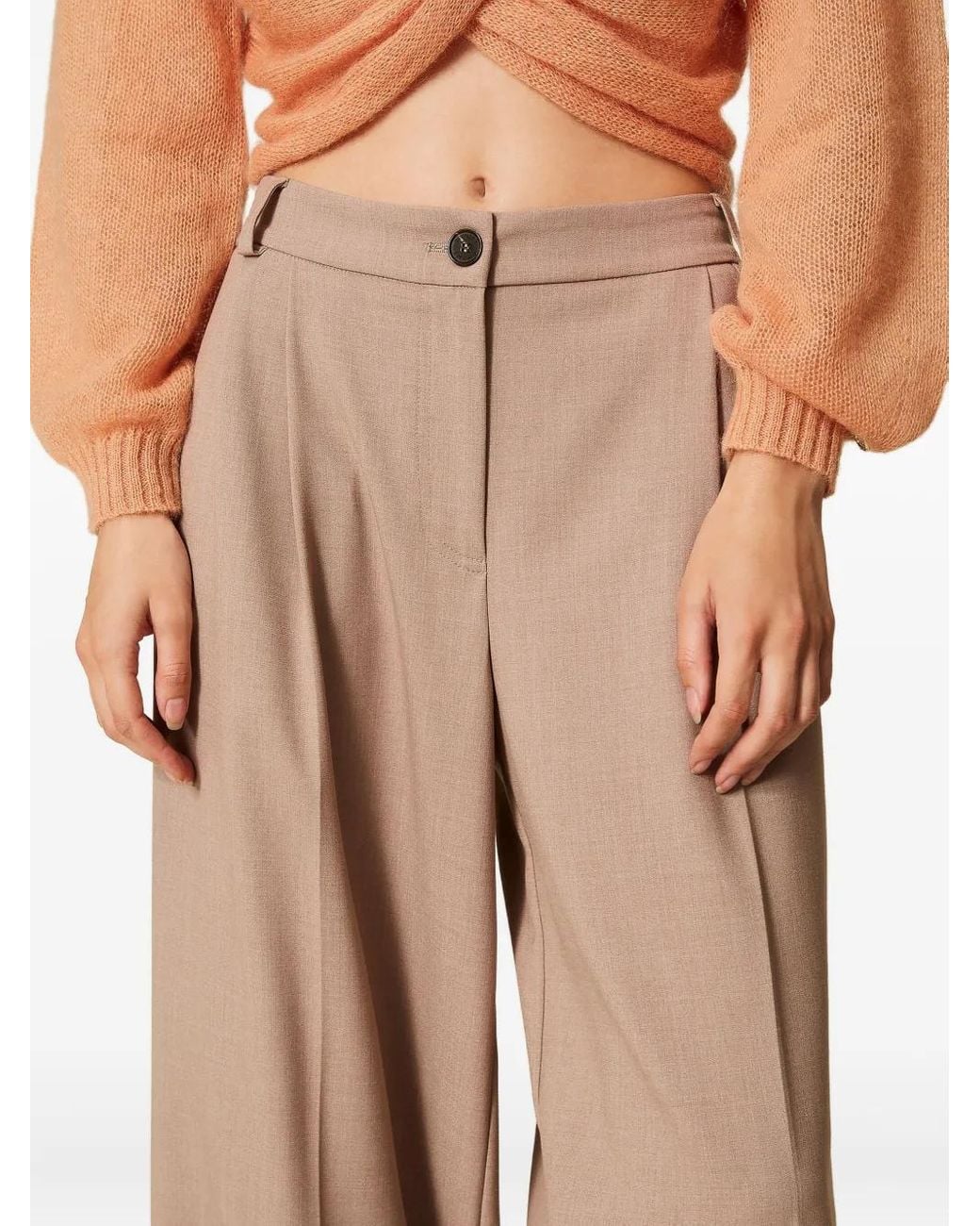Twinset Natural Pleated Palazzo Pants
