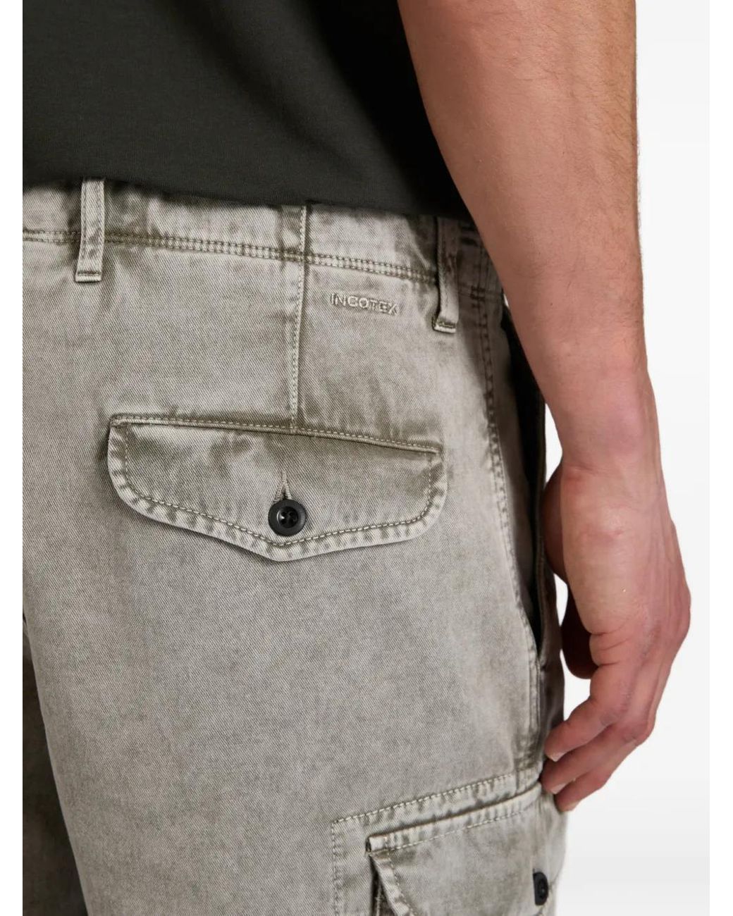 Slowear Gray Button Cargo Shorts for men