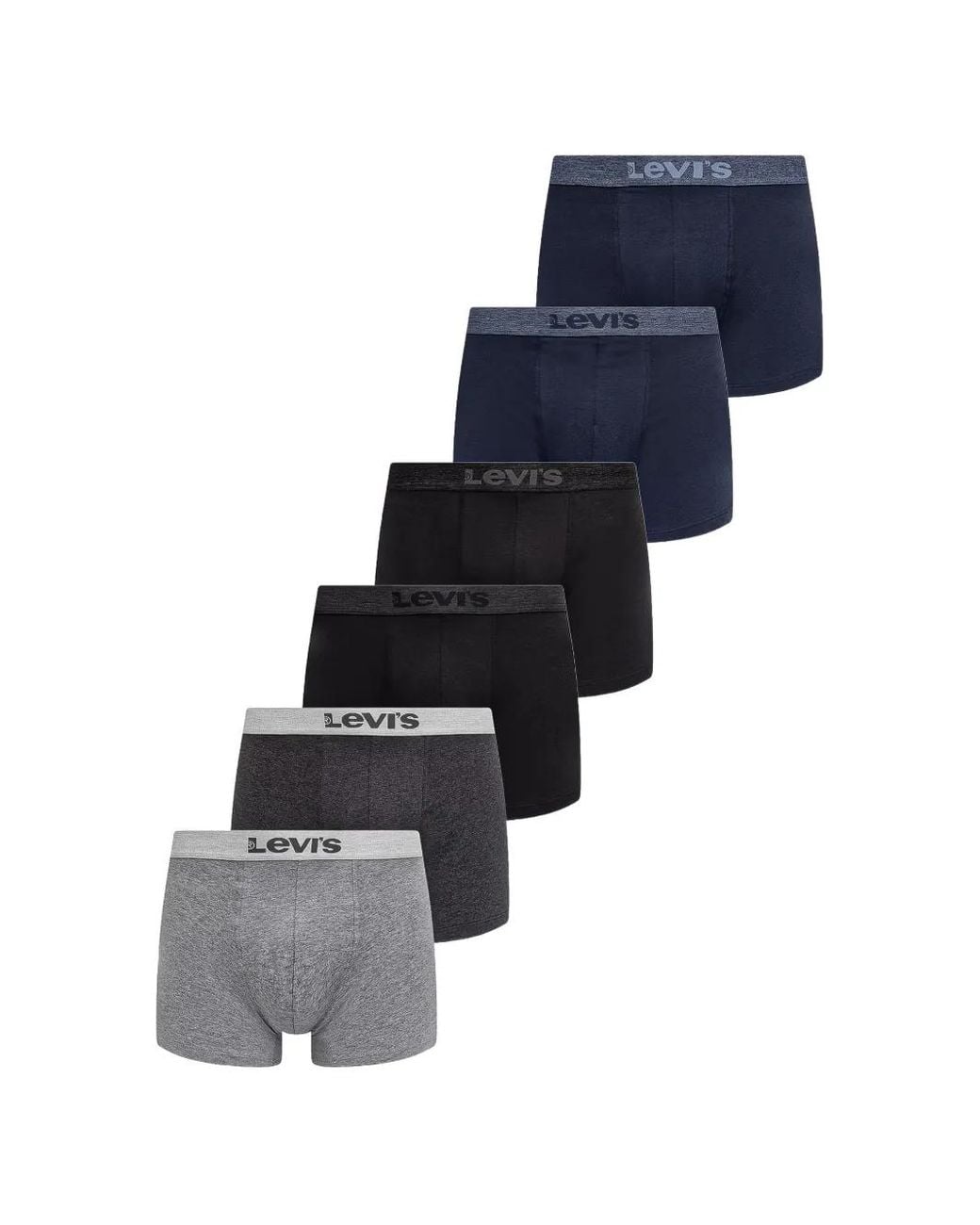 Levi's Blue Logo-Waistband Boxer Briefs (Pack Of Six) for men