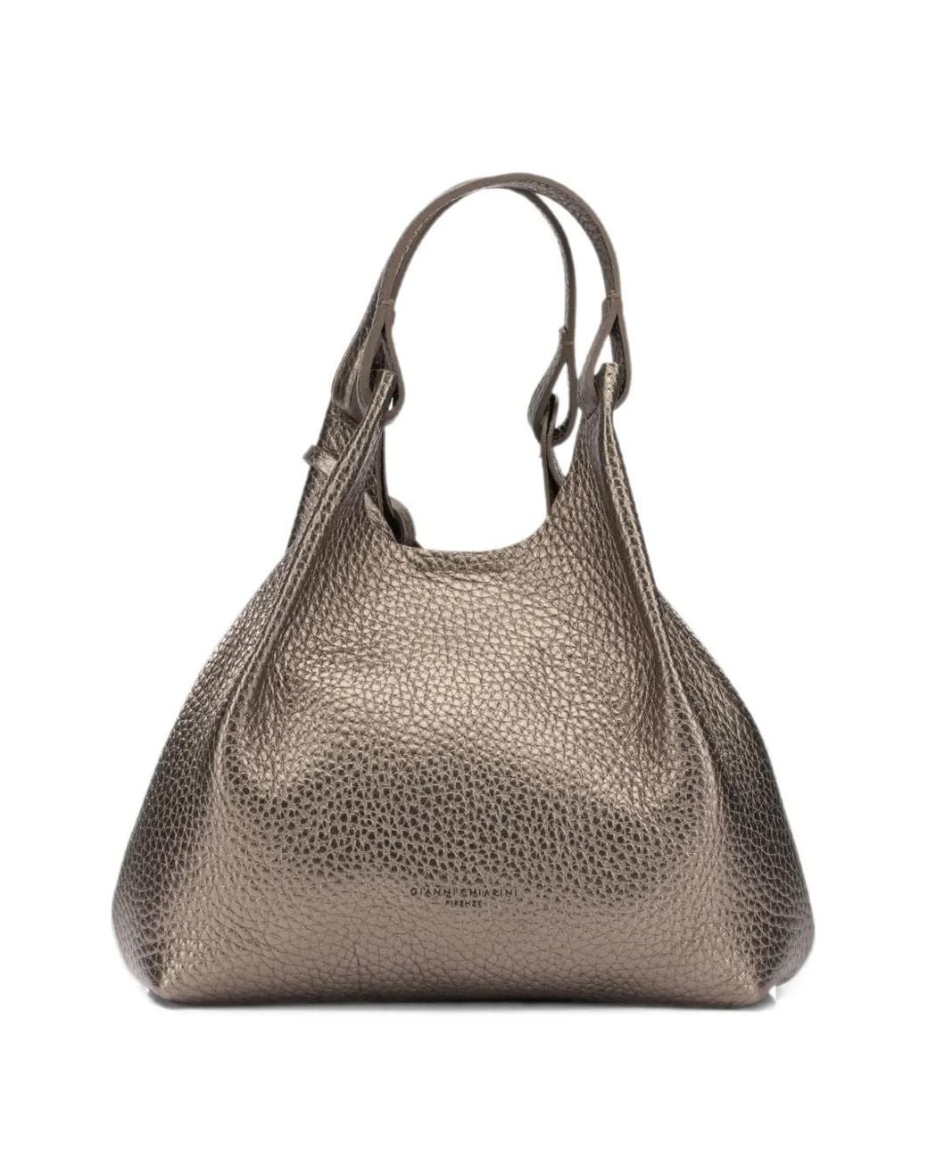 Gianni Chiarini Natural Dua Moon Metallic Leather Tote Bag