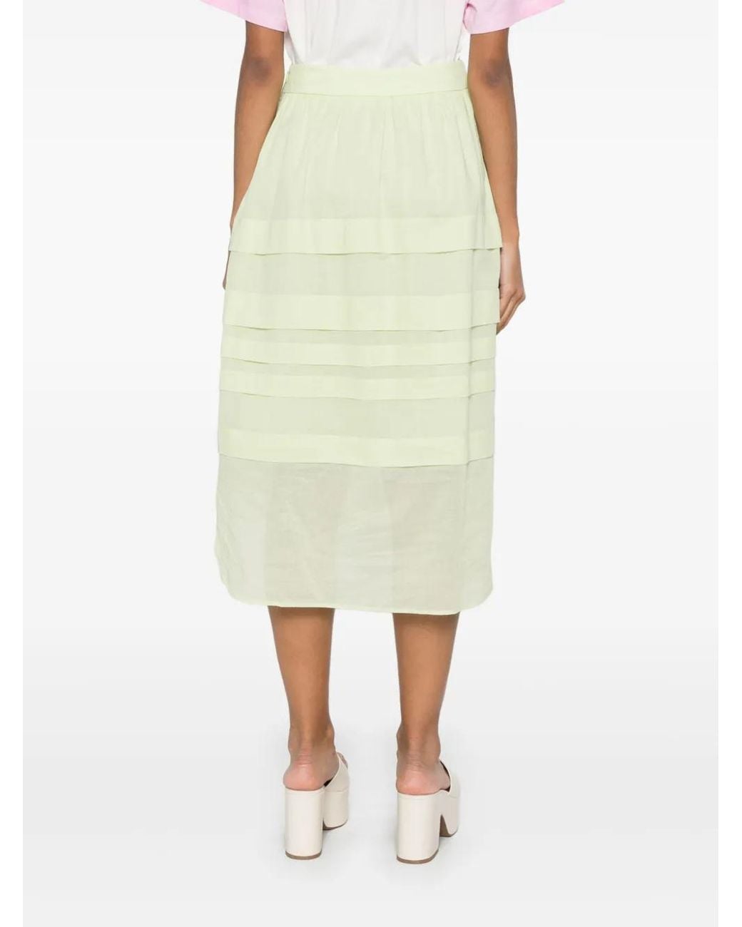 Peserico Yellow Ribbed Midi Skirt