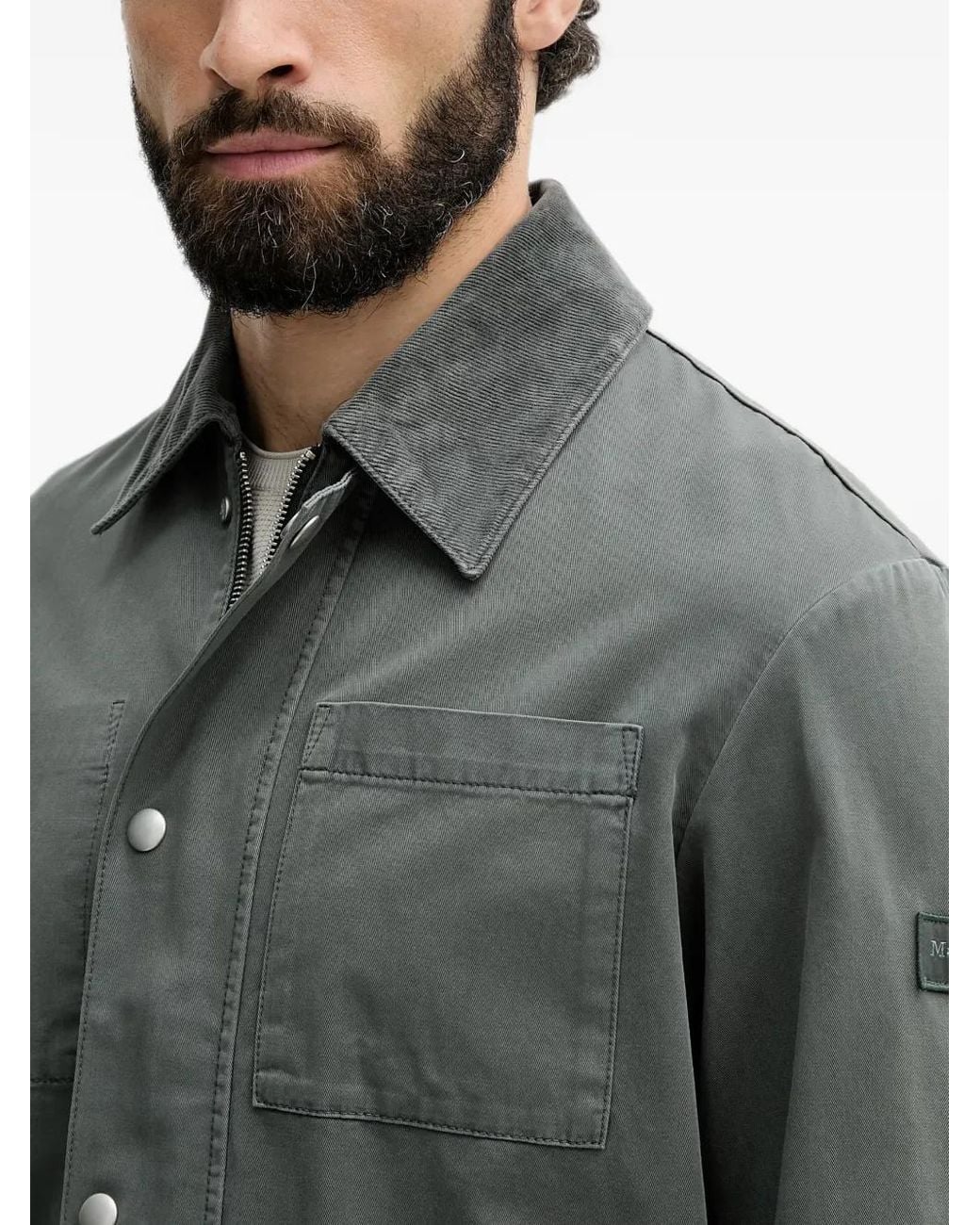 Marc O' Polo Gray Corduroy-Collar Patch-Pocket Jacket for men