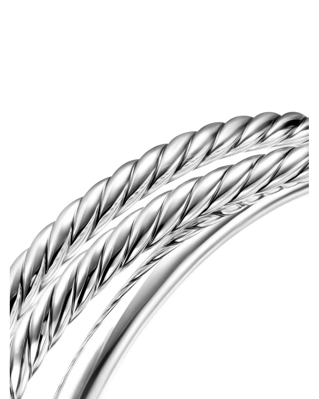 David Yurman White Sterling Bold Crossover Three Row Cuff Bracelet