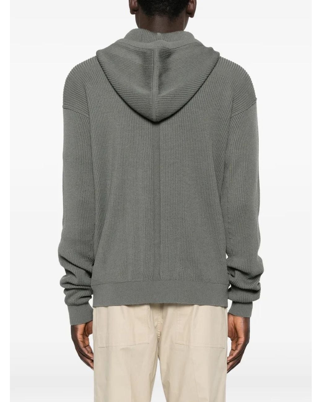 Rick Owens Gray Hooded Zip-Up Cardigan for men