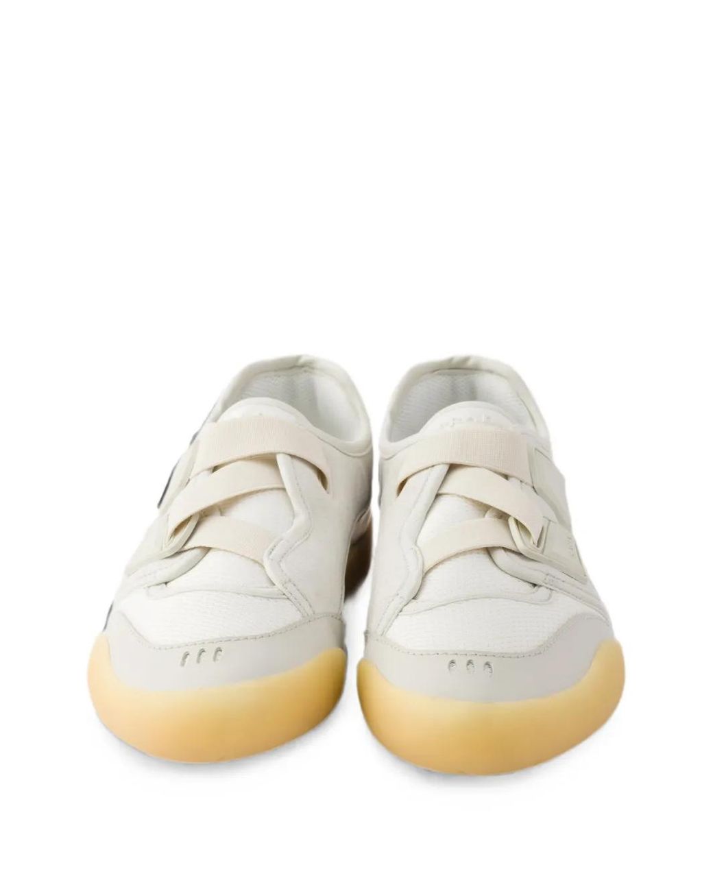 Prada White Speedrock Technical Mesh And Leather Sneakers