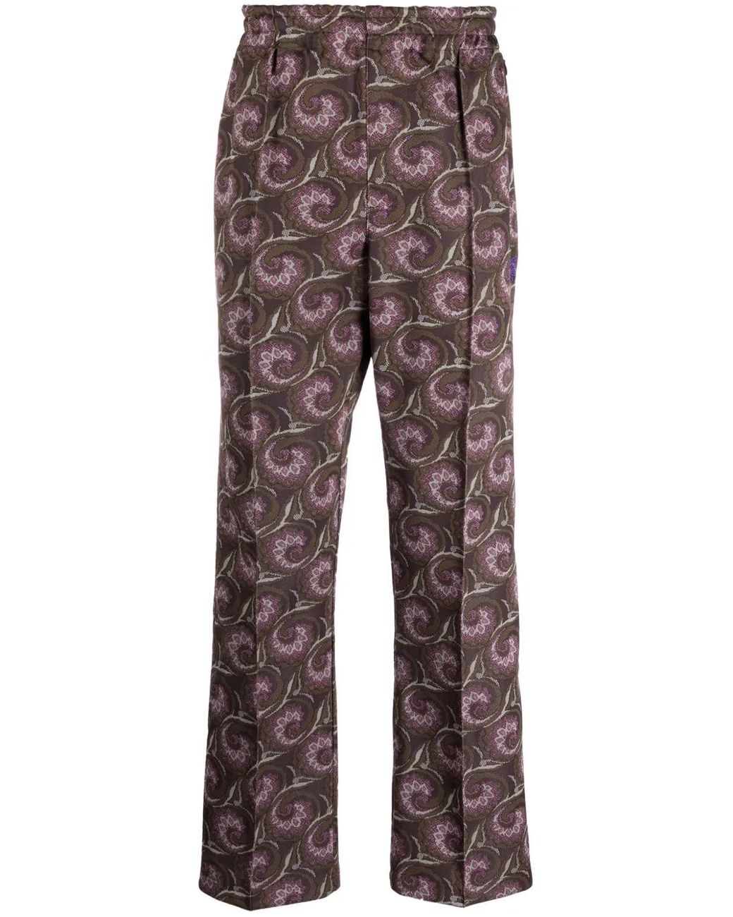 Needles Brown Pintuck Bold-Checked Trousers for men