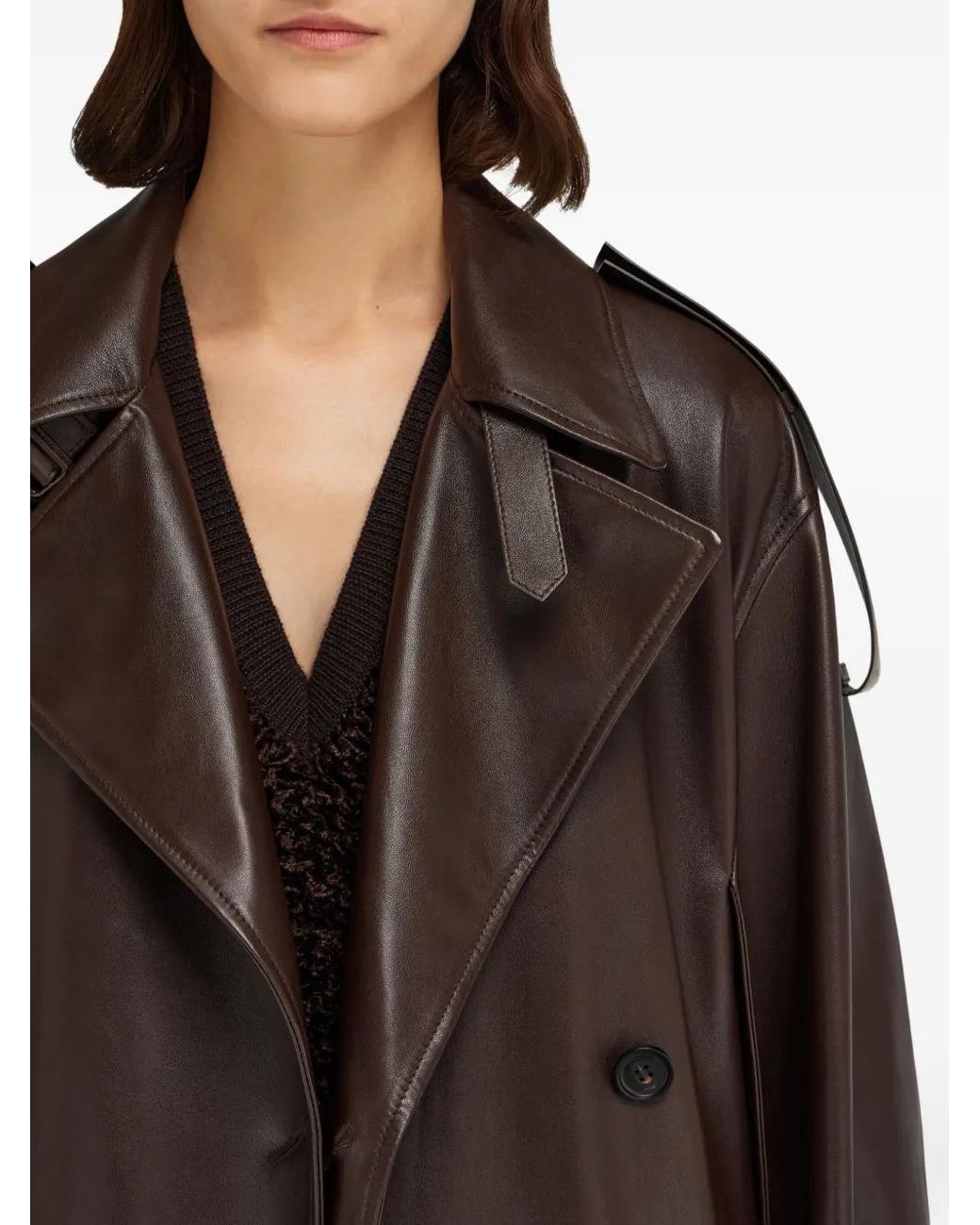 Ferragamo Black Belted Leather Trench Coat