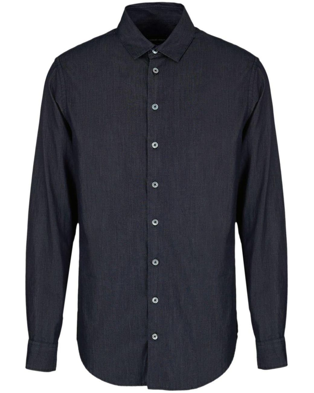Giorgio Armani slub-effect cotton shirt - Blue
