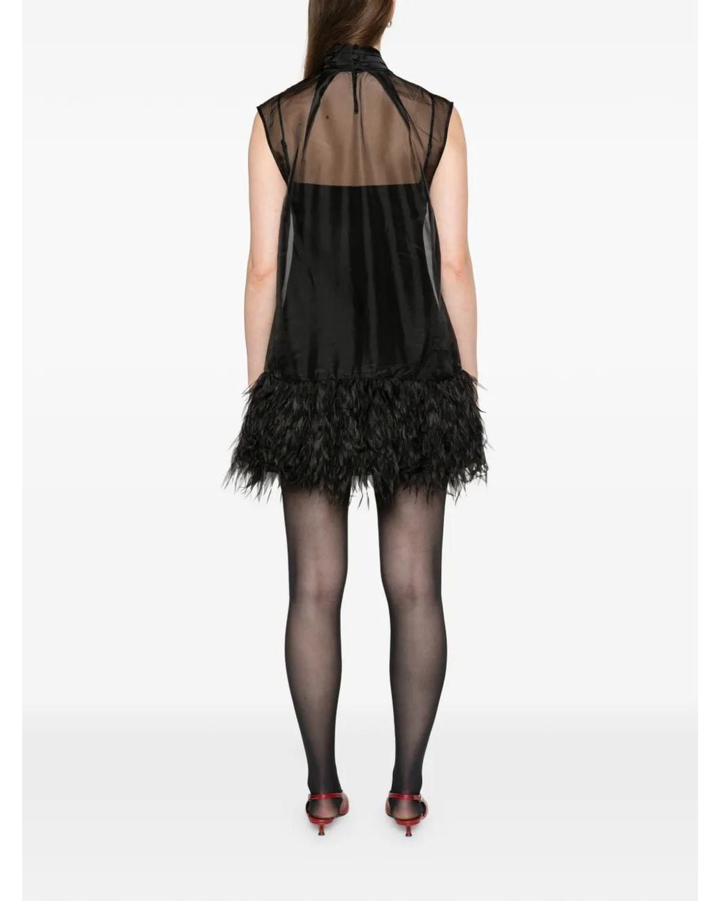 Jonathan Simkhai Black Shirya Featherlike Organza Mini Dress