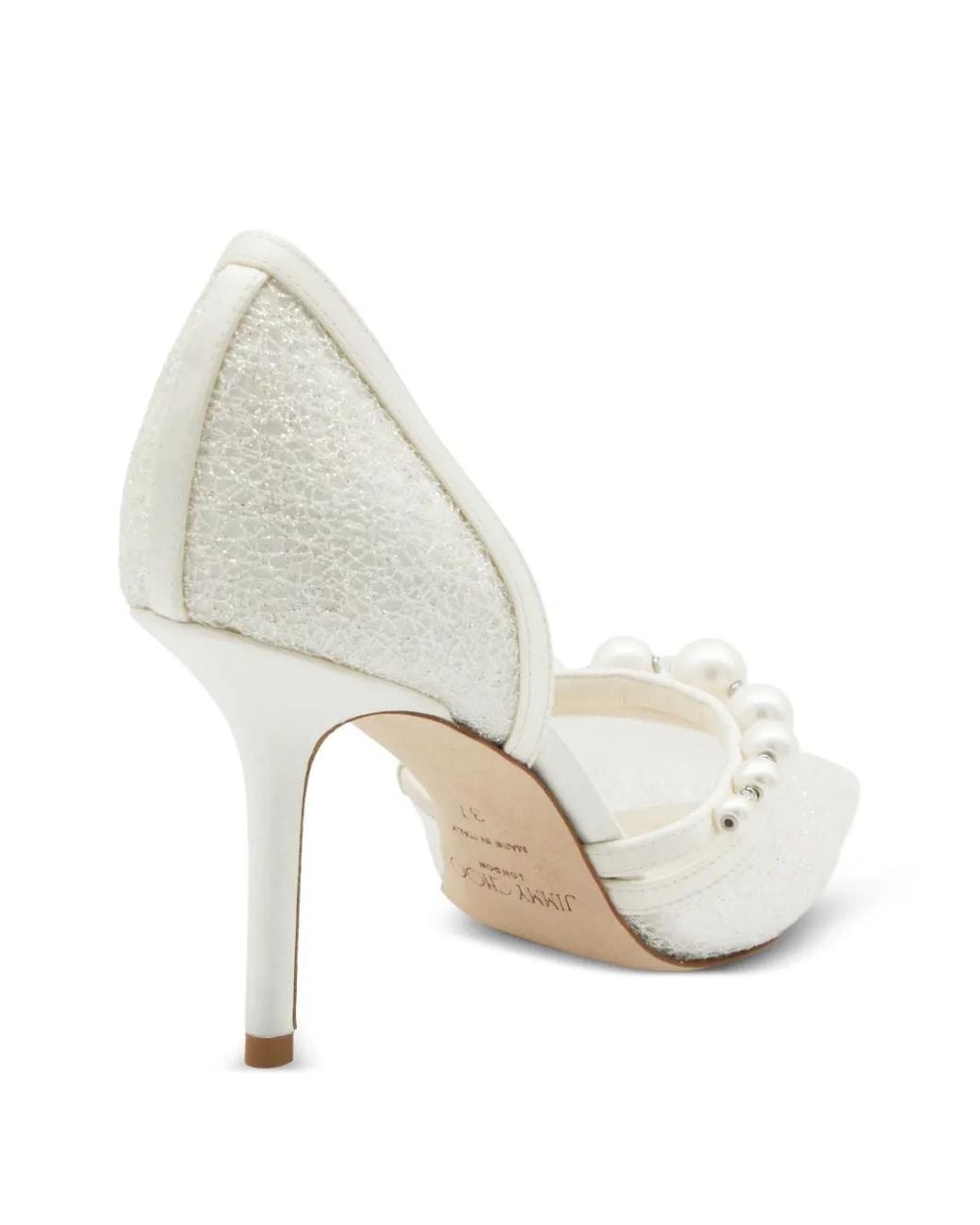 Jimmy Choo White Escarpins Aurelie 85 À Ornements De Perles