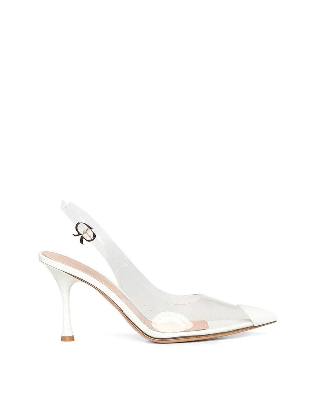 Gianvito Rossi White Diana 85 Buckle-Detail Mules