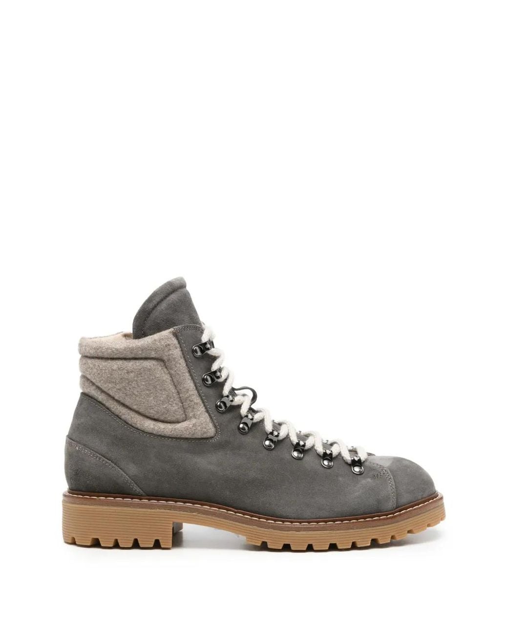 Eleventy Gray Suede Panelled Ankle Boots for men