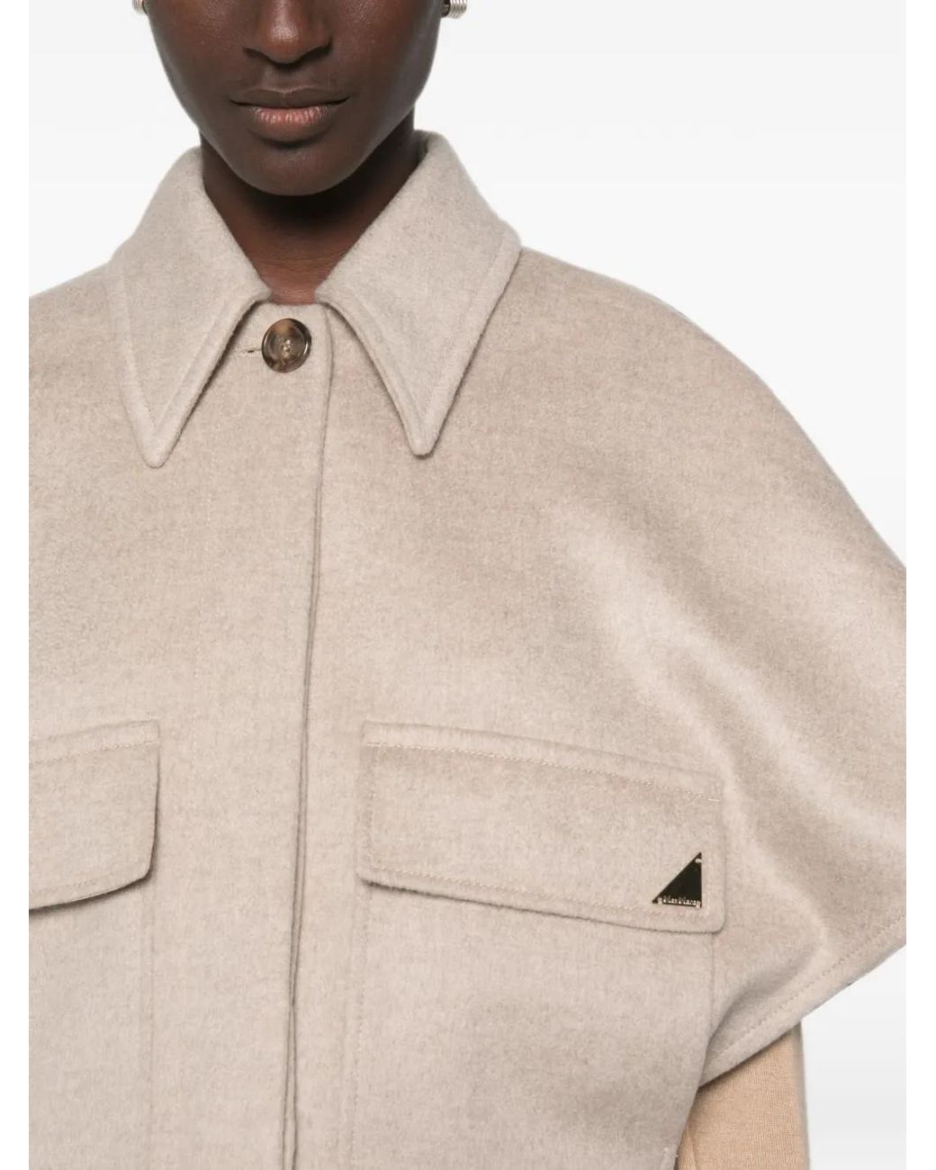 Max Mara Natural Dream Button-Up Cape Jacket