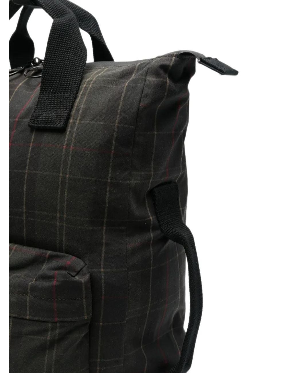 Barbour Black Field Tartan Waxed-Cotton Check Backpack for men