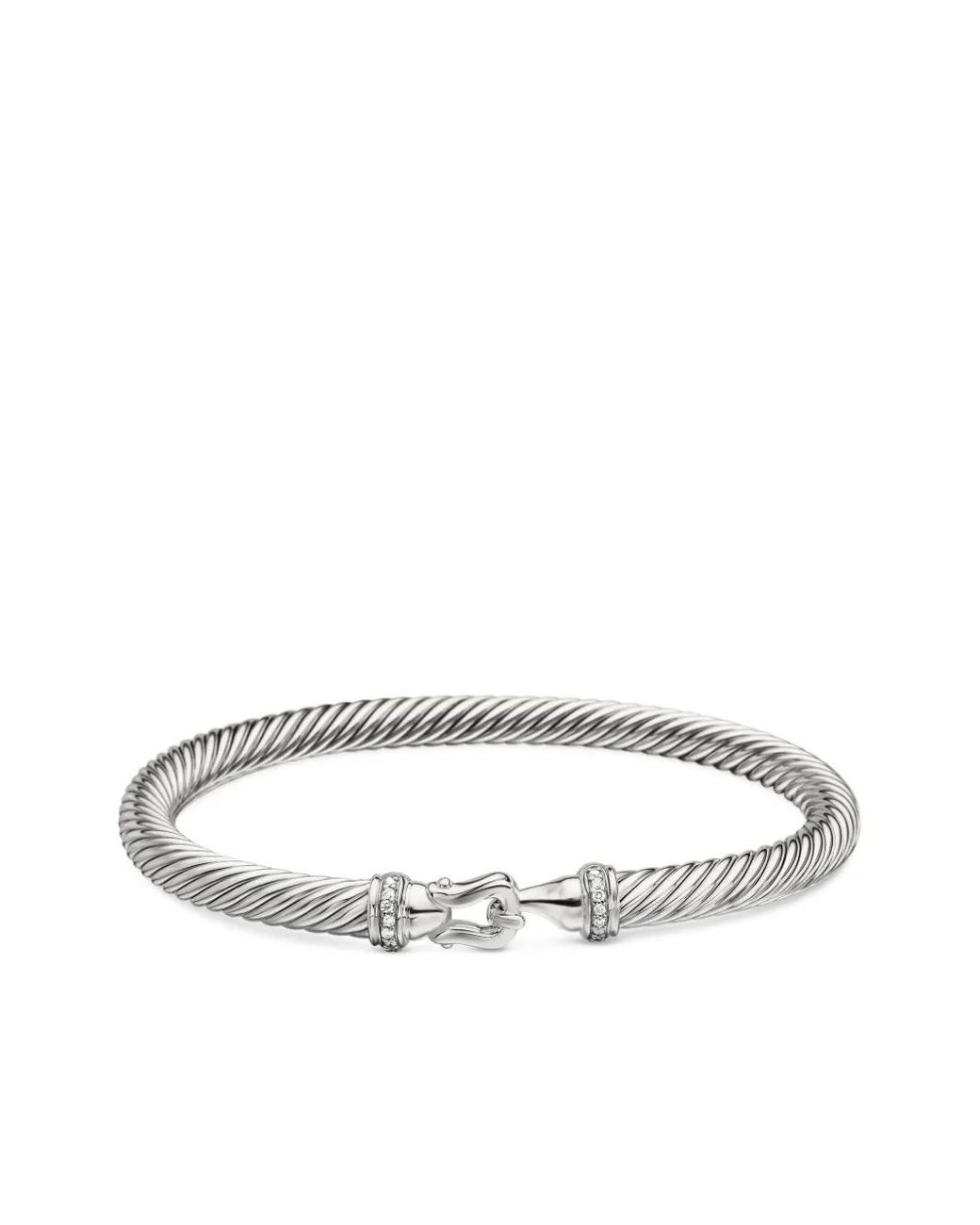 David Yurman Multicolor Sterling Buckle Classic Cable Diamond Bracelet (5Mm)