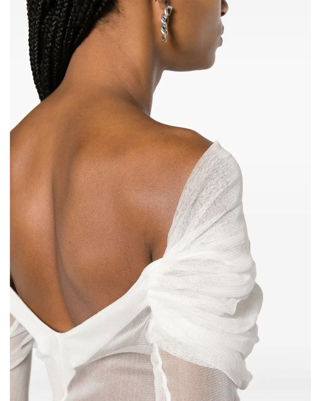 Christopher Esber White Veiled Silk Top